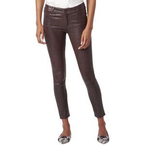 Paige Denim Verdugo Ankle REAL Leather Pant Dark Brown